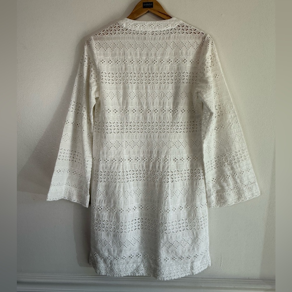 Helen Jon Eyelet Embroidered Tunic Beach Swimsuit Cover-Up With Pockets Size XS - Picture 7 of 10